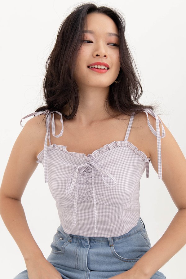 Lainey Top Lilac Gingham