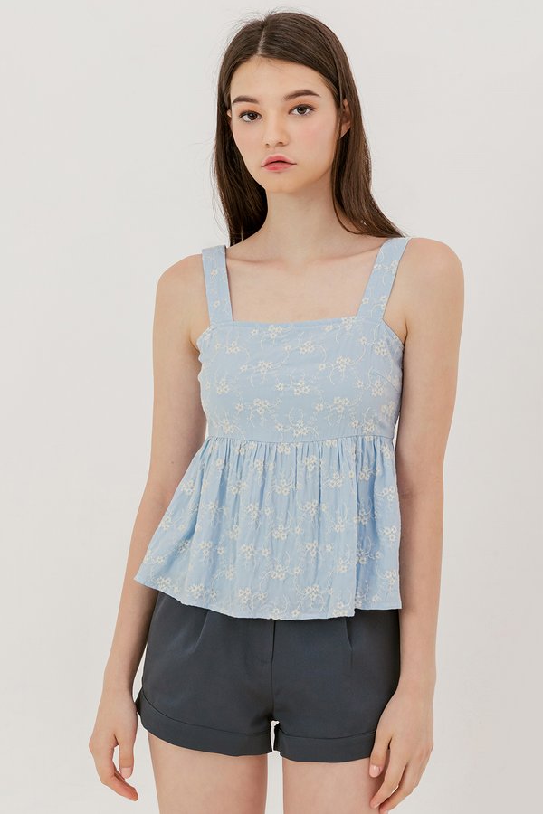 Adria Top Blue Embroidery